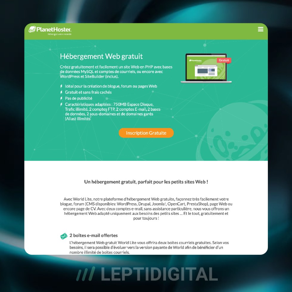 planethoster hebergement gratuit